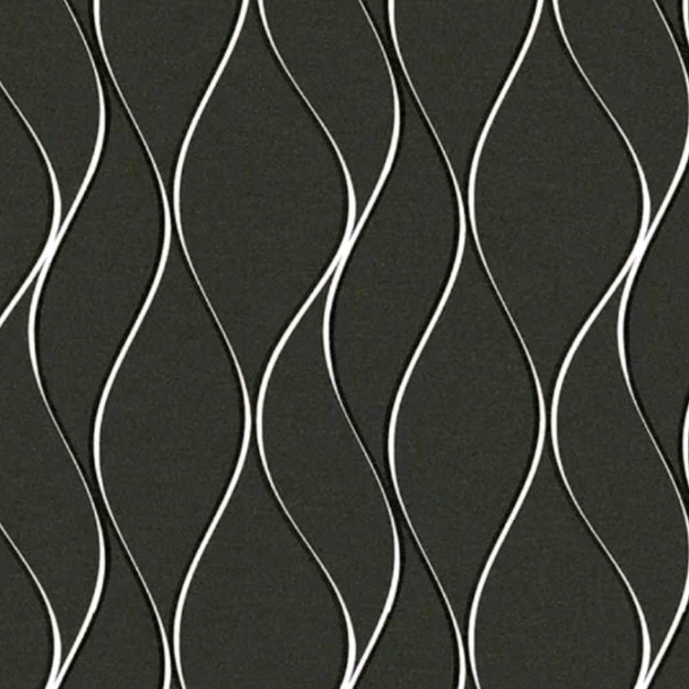 MODERN WAVY DARK GREY/SILVER METALLIC WALLPAPER